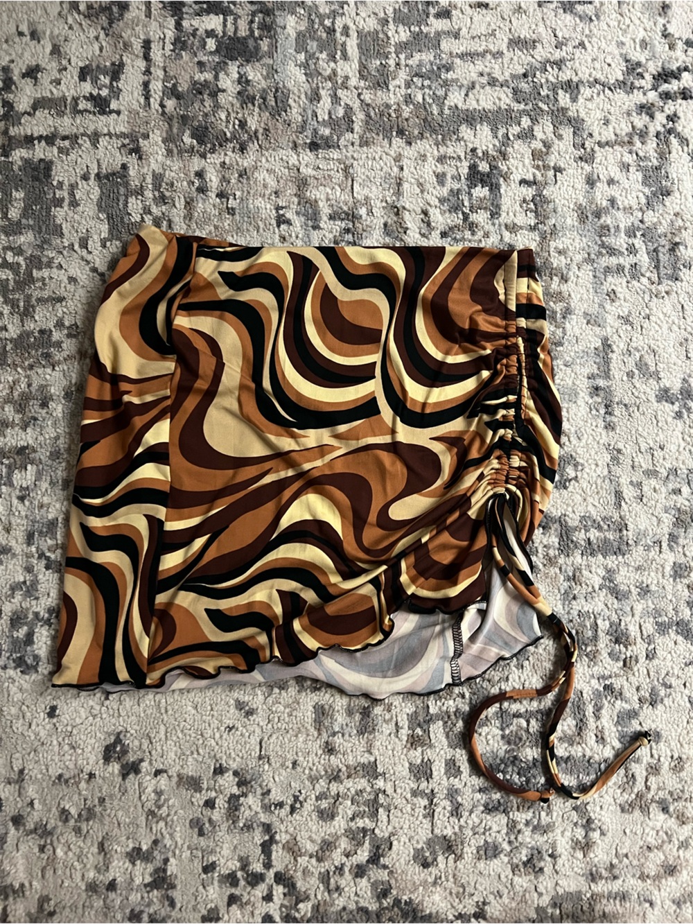 Altar'd State Swirl Print‎ Mini Skirt in Brown, Cream & Black